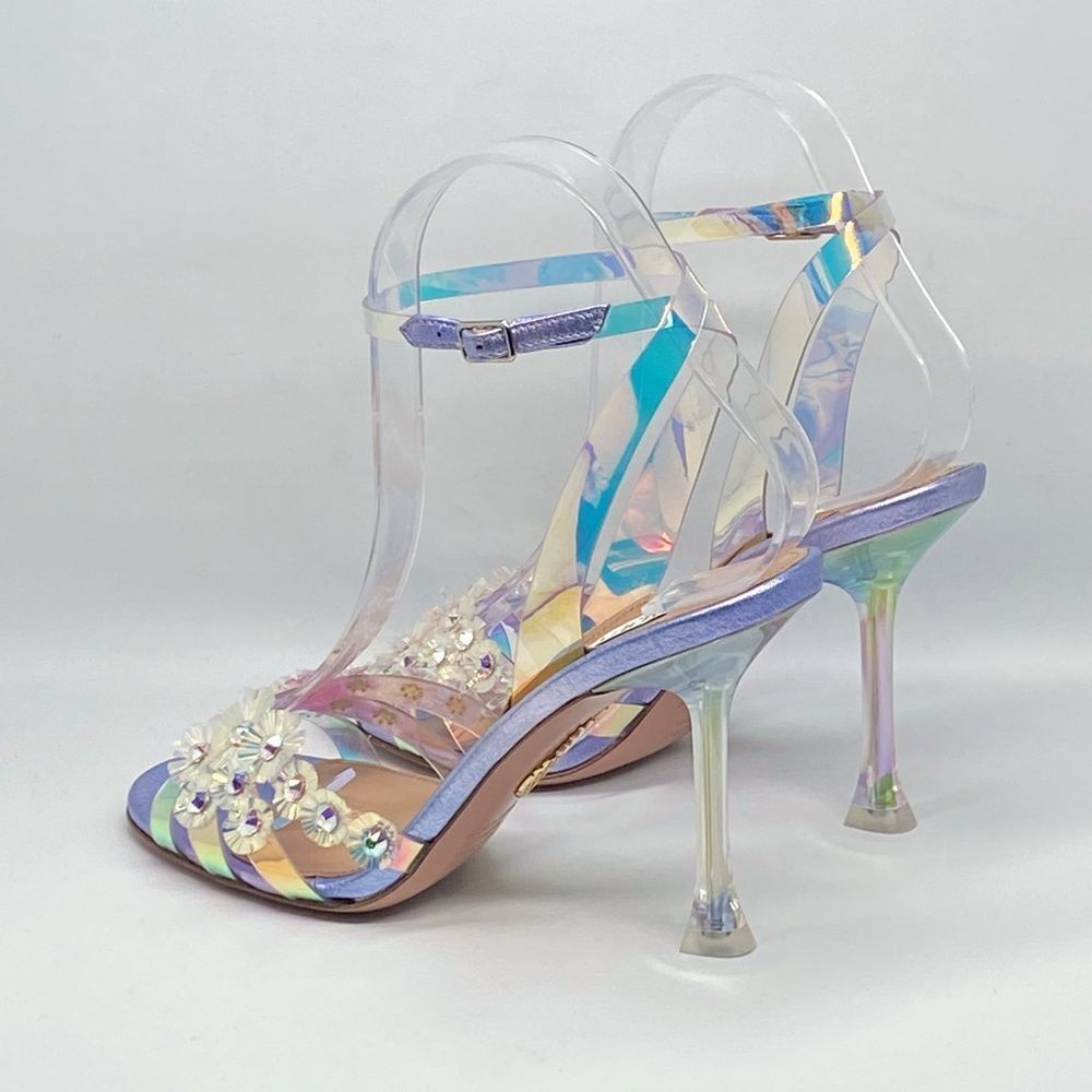 Aquazzura Meteorite PVC Embellished Ankle-Strap Sandals size 36 - Picture 8 of 15